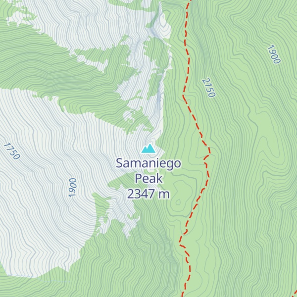 Map of Samaniego Peak