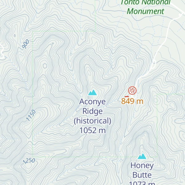 Map of Aconye Ridge (historical)