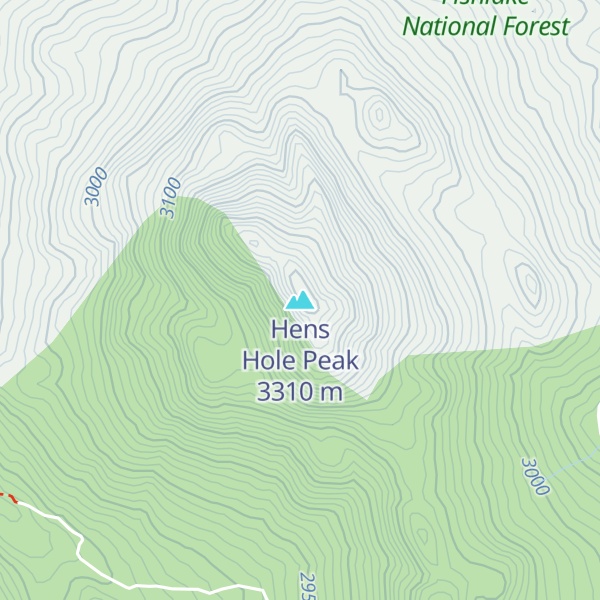 Map of Hens Hole Peak