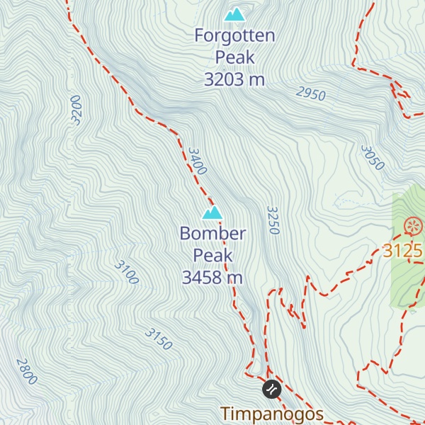 Map of Bomber Peak