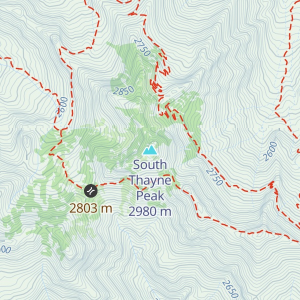 Map of South Thayne Peak