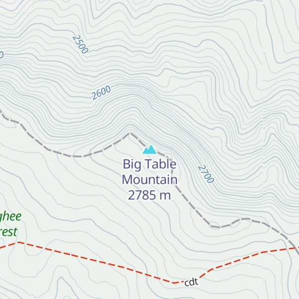 Map of Big Table Mountain