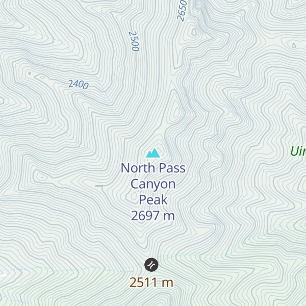 Map of North Pass Canyon Peak