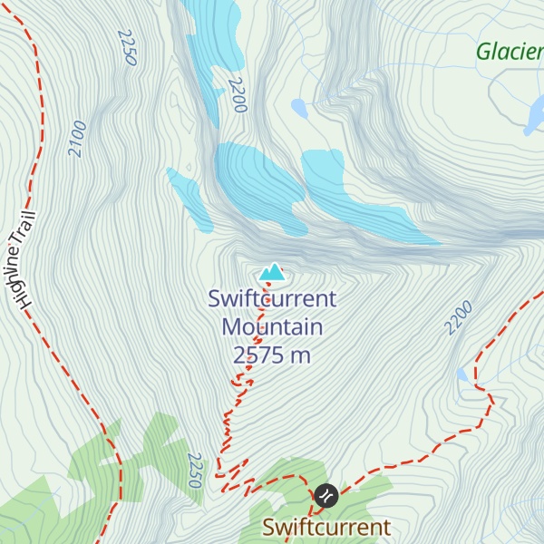 Map of Swiftcurrent Mountain