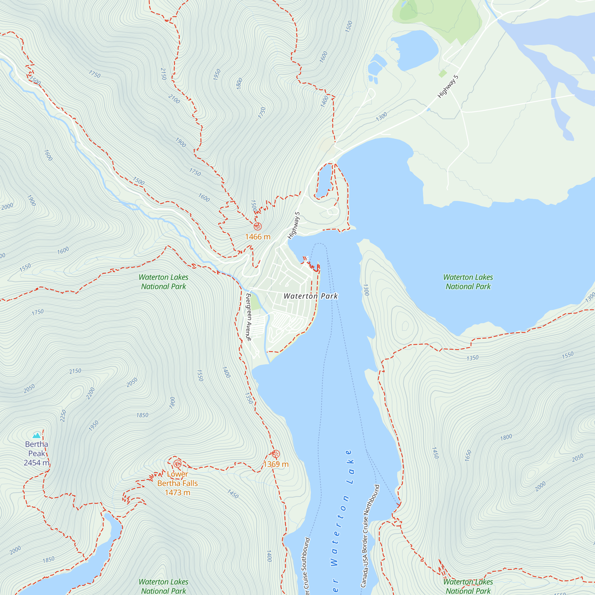 Waterton Lakes National Park Visitor Center map