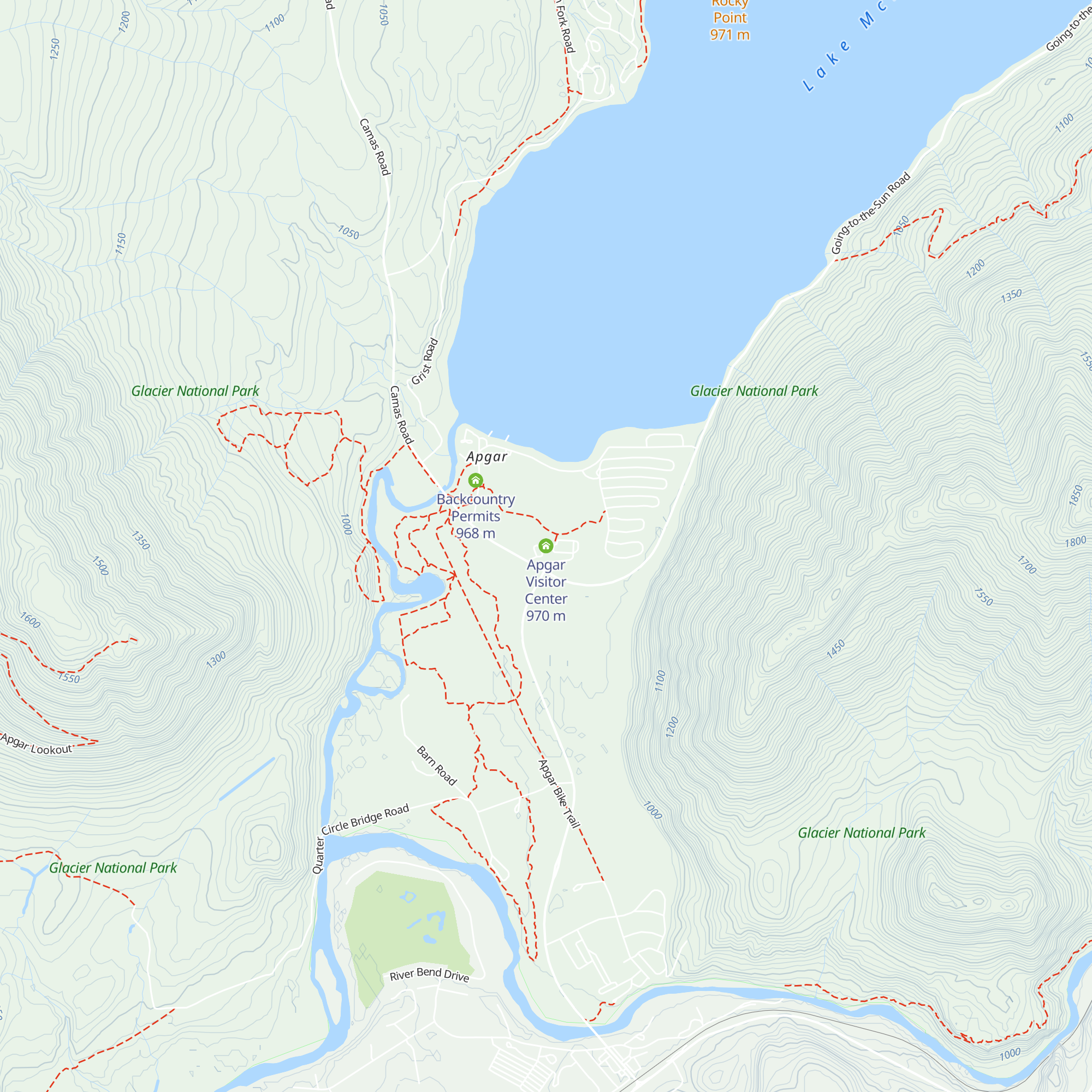 Apgar Visitor Center map