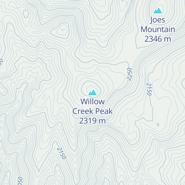 Map of Willow Creek Peak