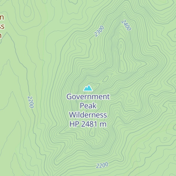 Map of Government Peak Wilderness HP