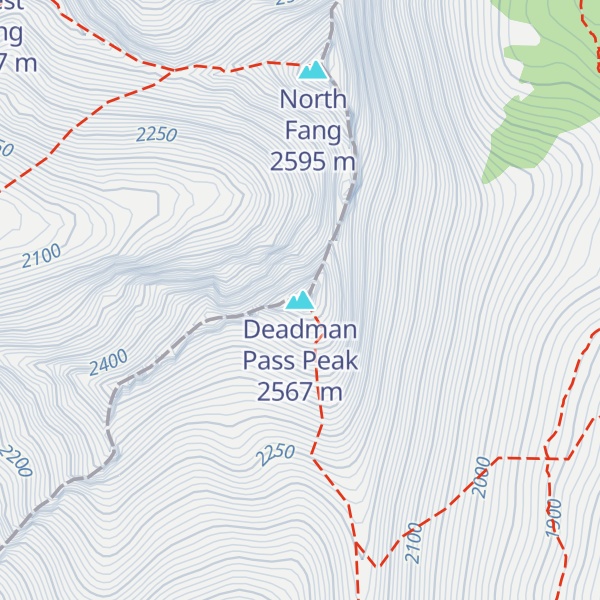 Map of Deadman Pass Peak