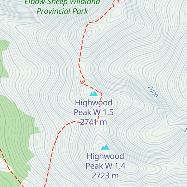 Map of Highwood Peak W 1.5