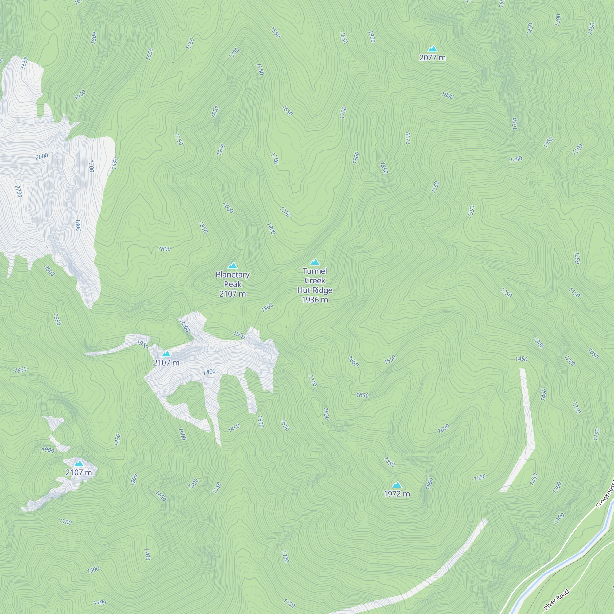 Tunnel Creek Hut map