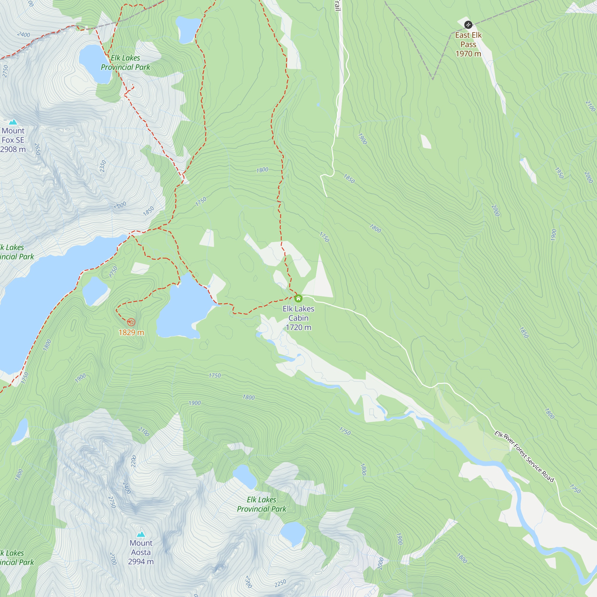 Elk Lakes Cabin map