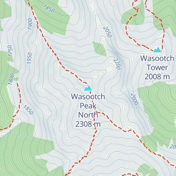 Map of Wasootch Peak North