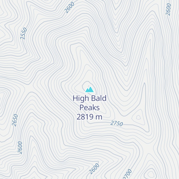 Map of High Bald Peaks