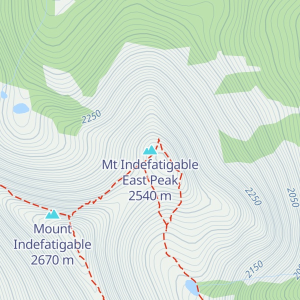 Map of Mt Indefatigable East Peak