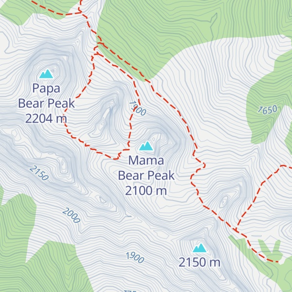 Map of Mama Bear Peak