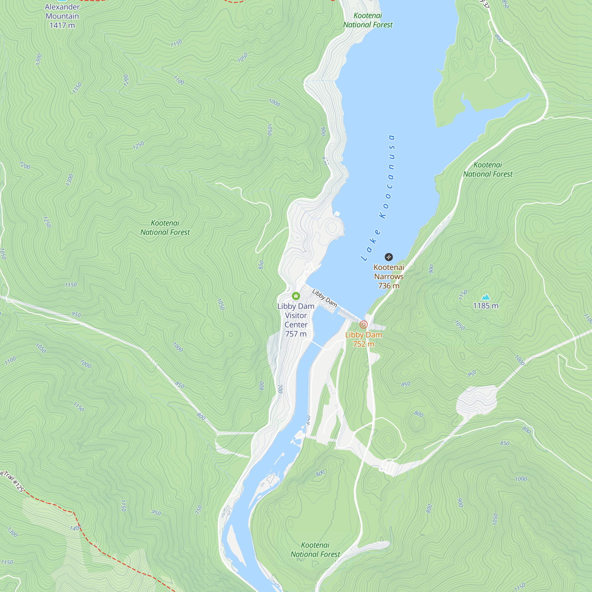 Libby Dam Visitor Center map