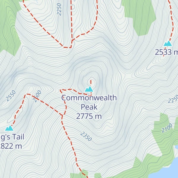 Map of Commonwealth Peak