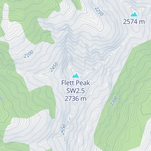 Map of Flett Peak SW2.5