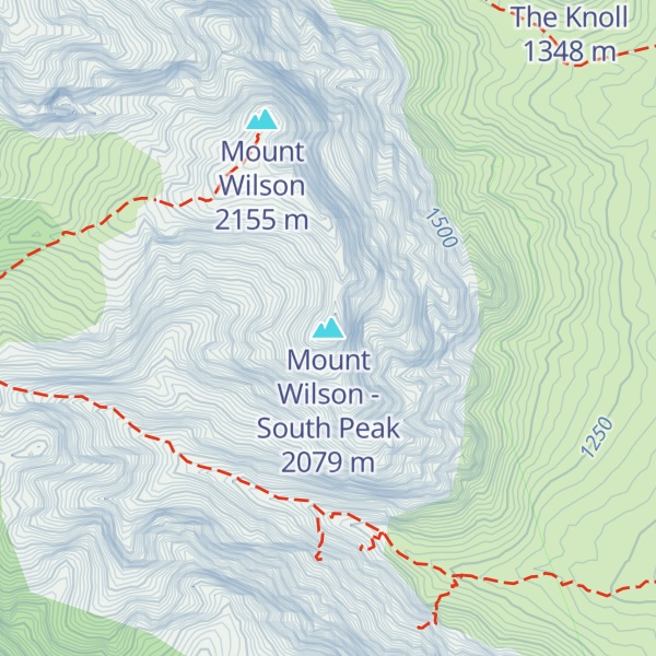 Map of Mount Wilson - South Peak