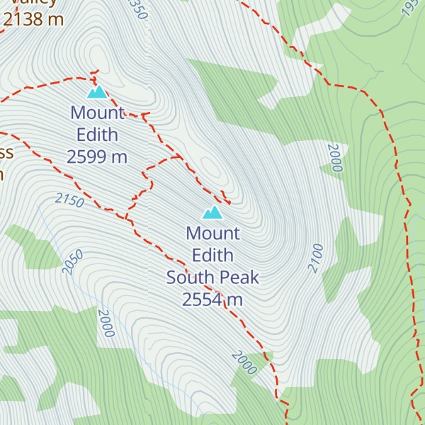 Map of Mount Edith South Peak