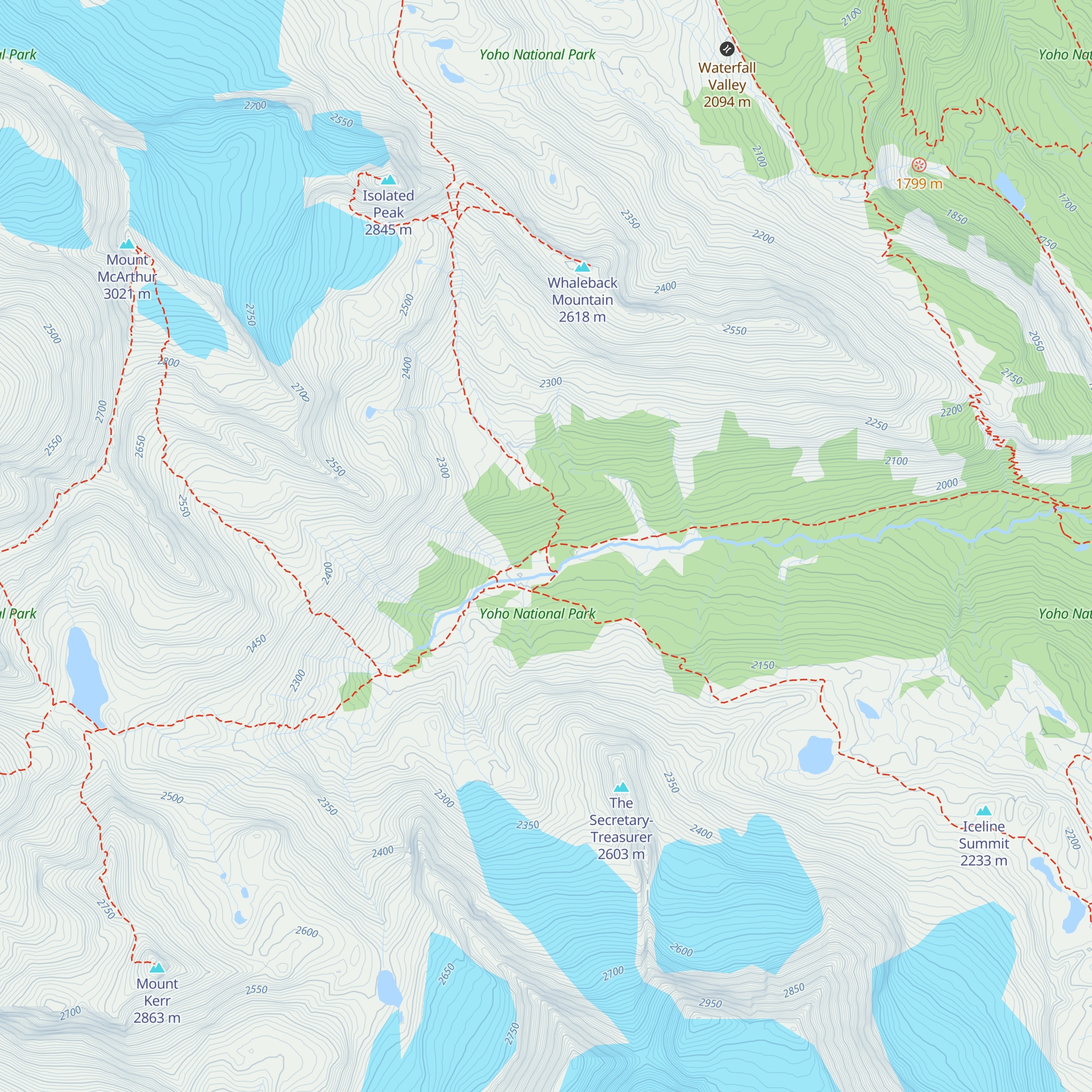 Stanley Mitchell Hut map