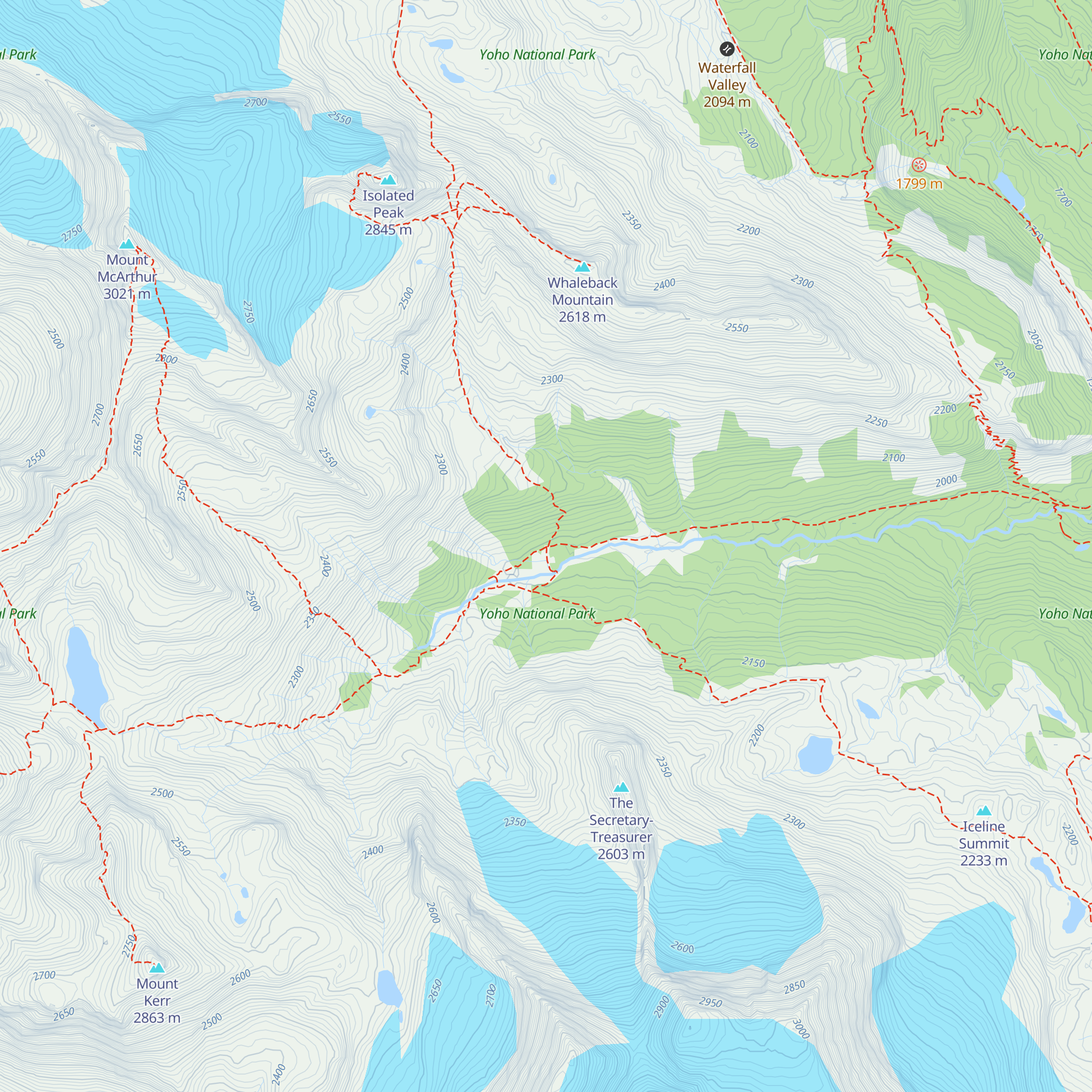 Stanley Mitchell Hut map
