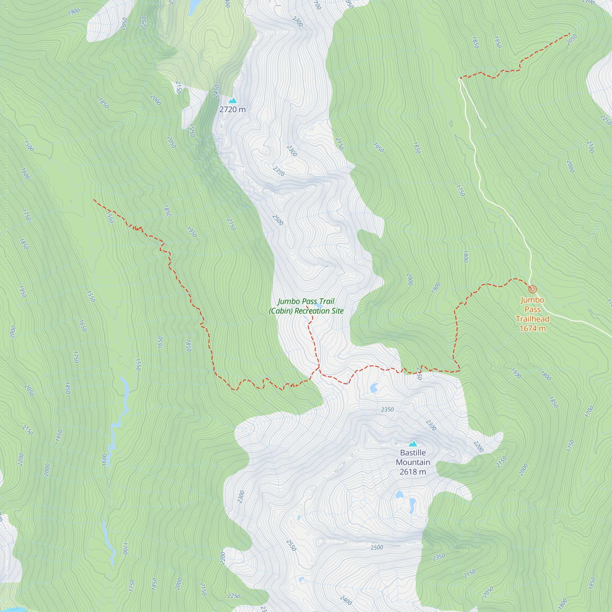 Jumbo Pass Hut map
