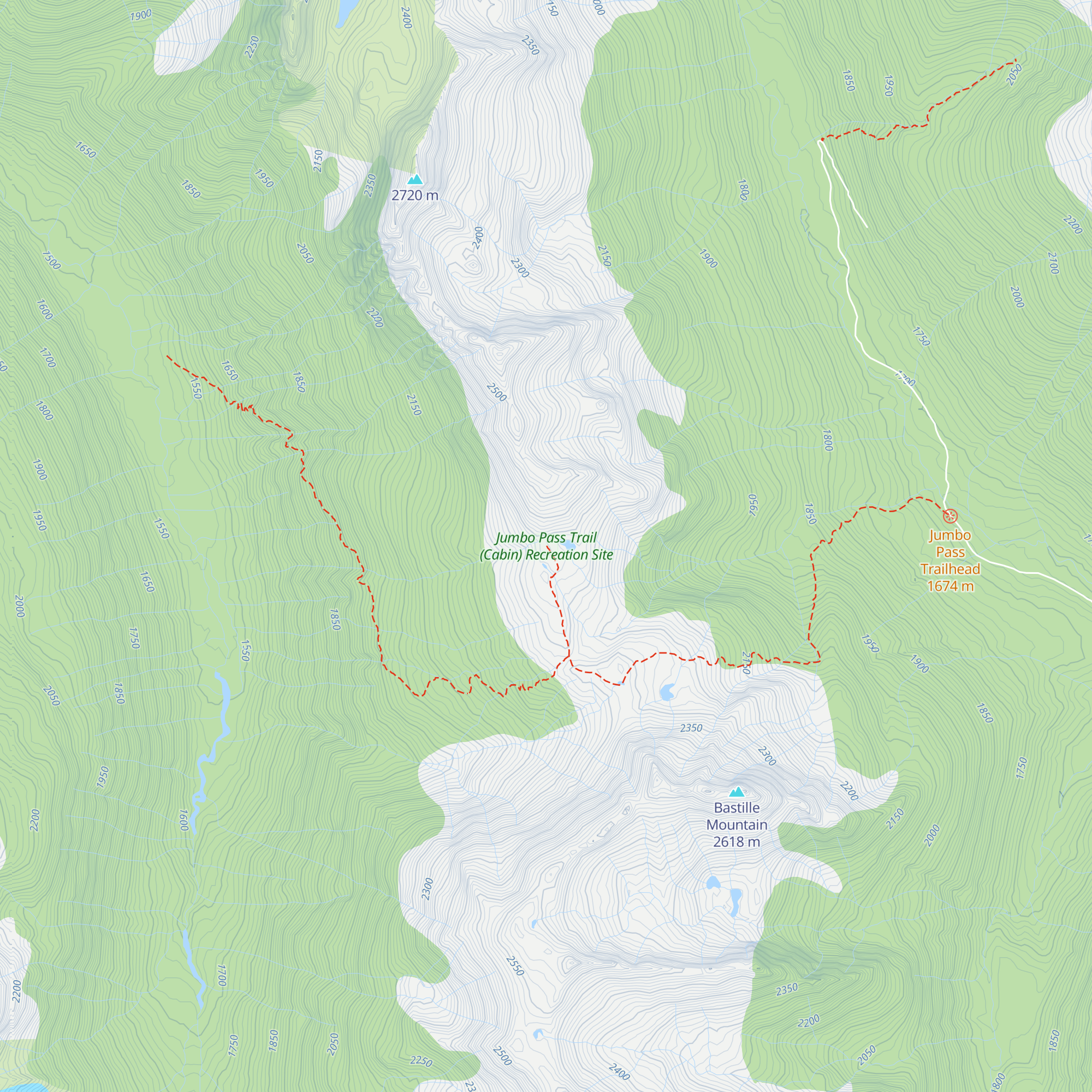 Jumbo Pass Hut map