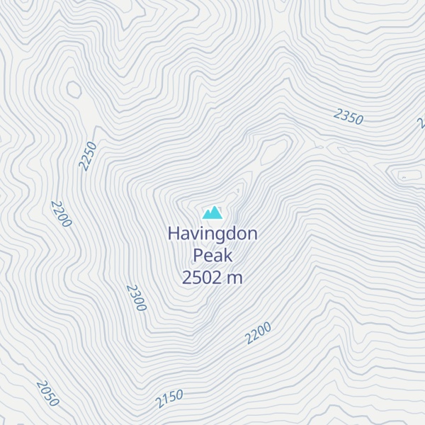 Map of Havingdon Peak