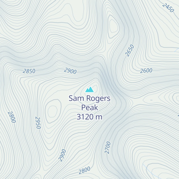 Map of Sam Rogers Peak