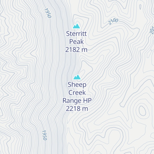 Map of Sheep Creek Range HP