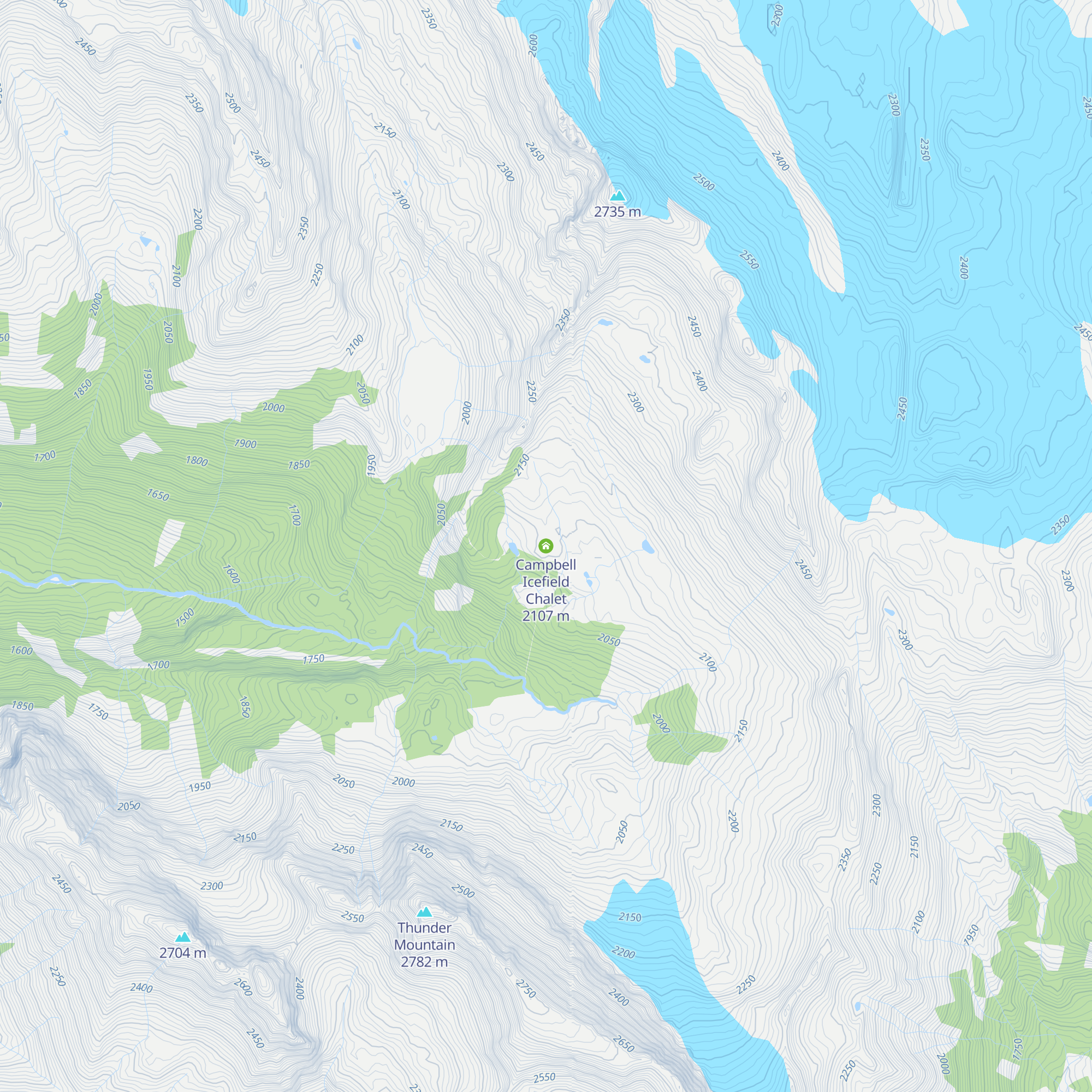 Campbell Icefield Chalet map