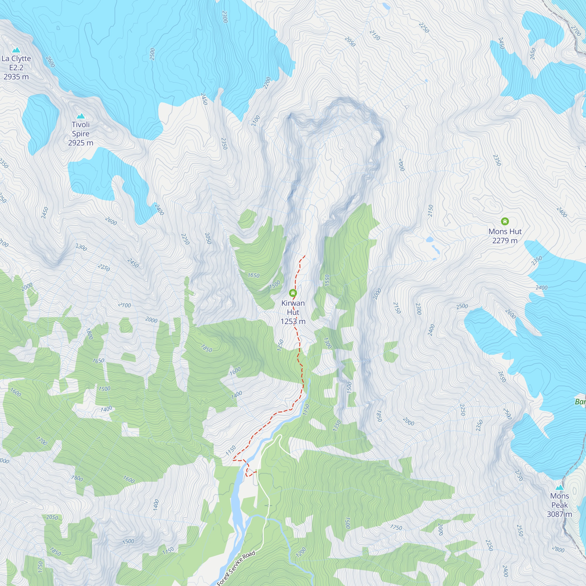Kirwan Hut map