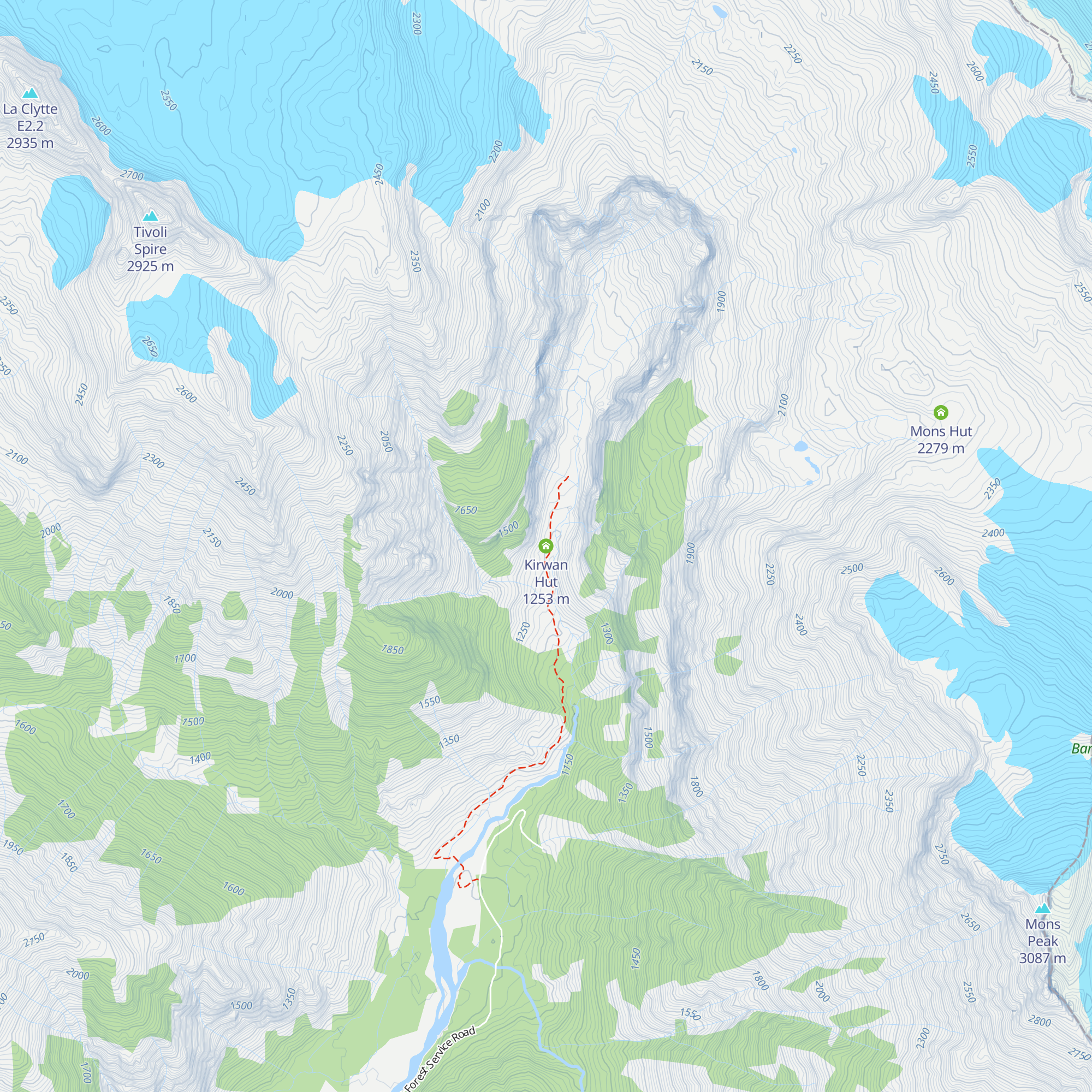 Kirwan Hut map