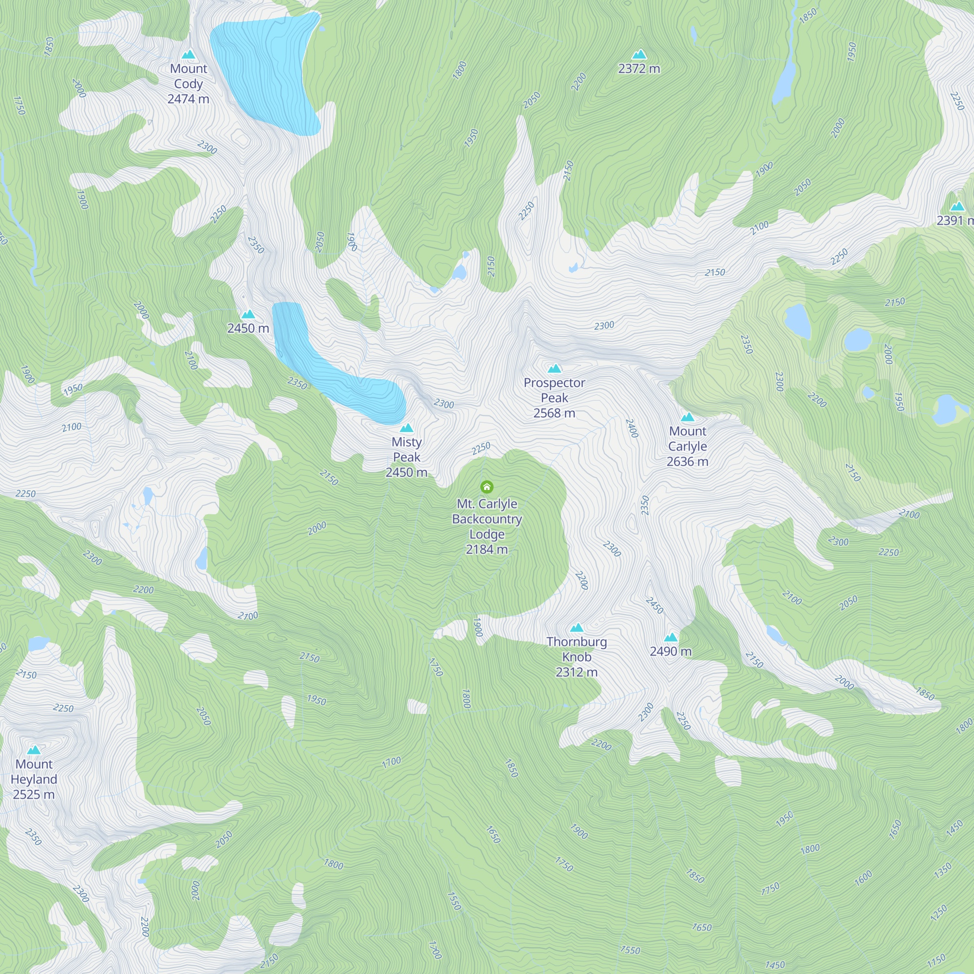 Mt. Carlyle Backcountry Lodge map