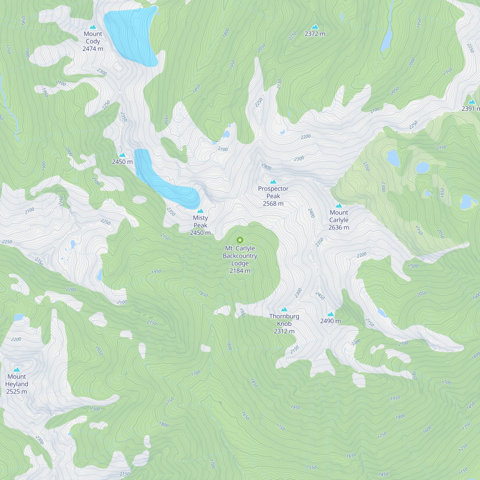 Mt. Carlyle Backcountry Lodge map