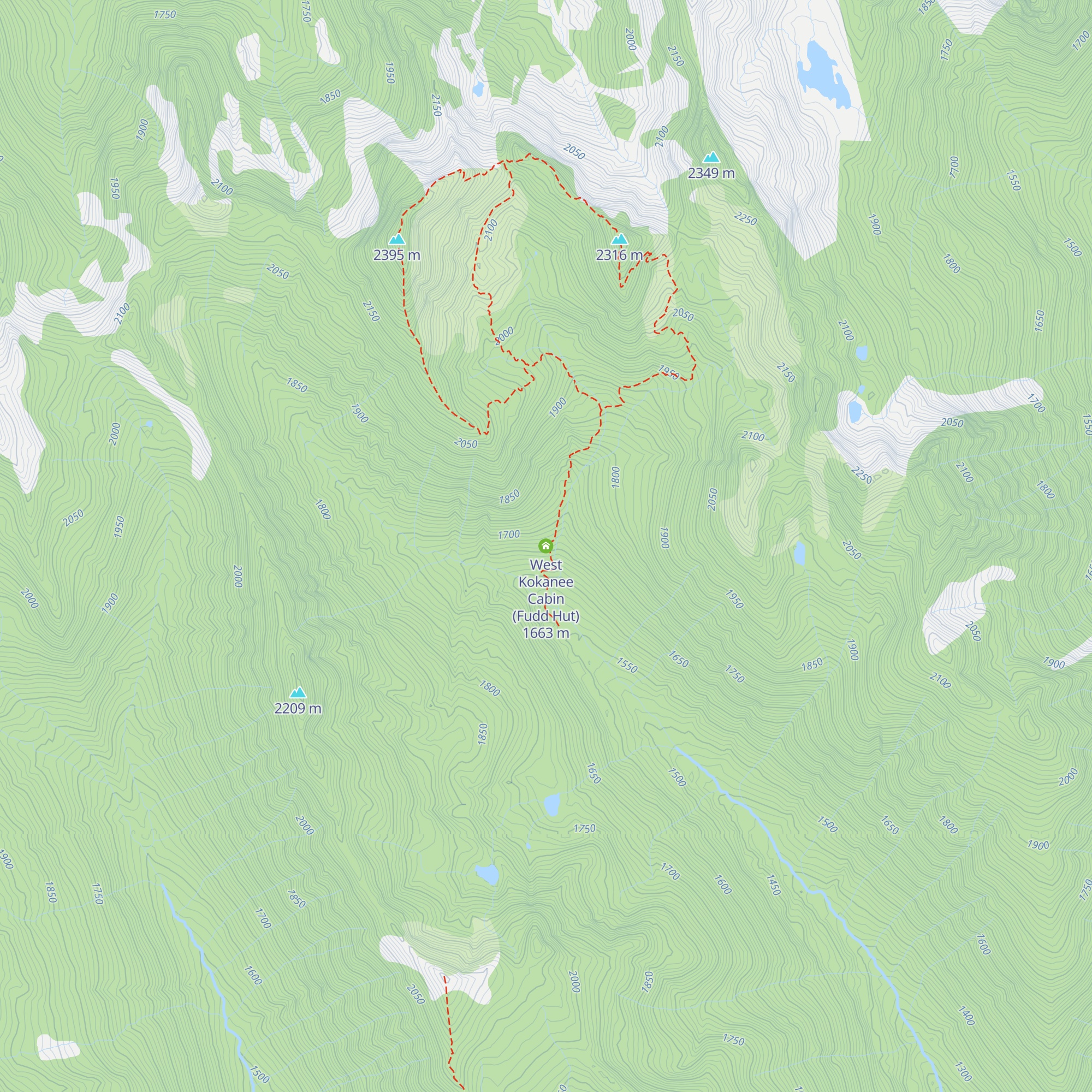 West Kokanee Cabin (Fudd Hut) map