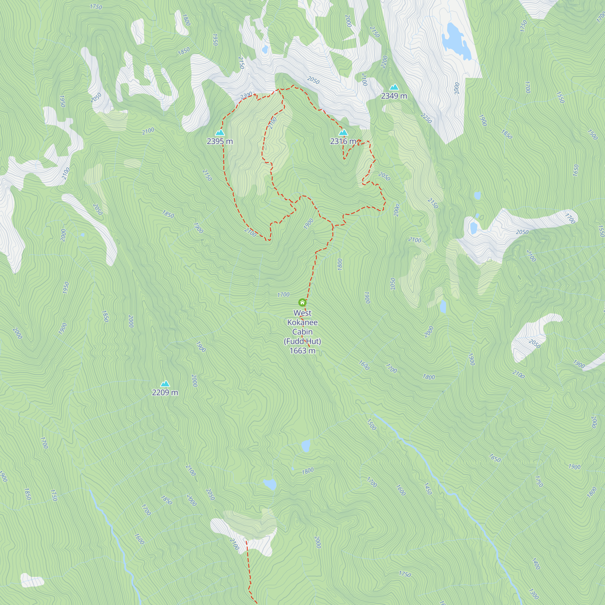 West Kokanee Cabin (Fudd Hut) map