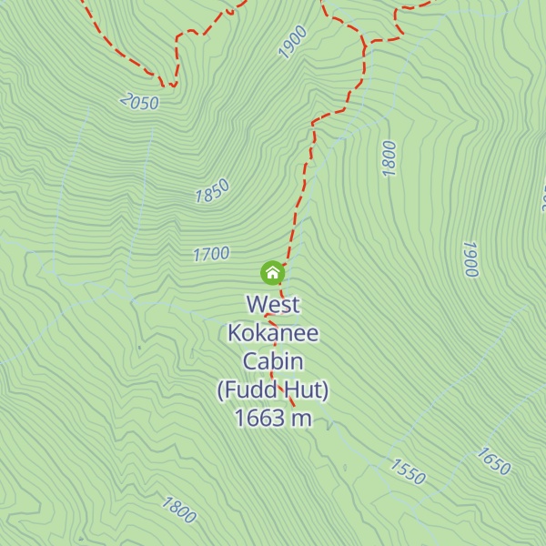 Map of West Kokanee Cabin (Fudd Hut)