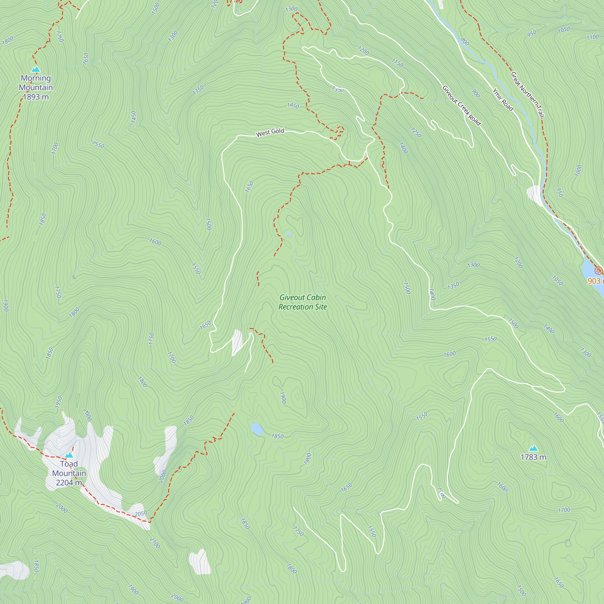 Giveout Cabin map