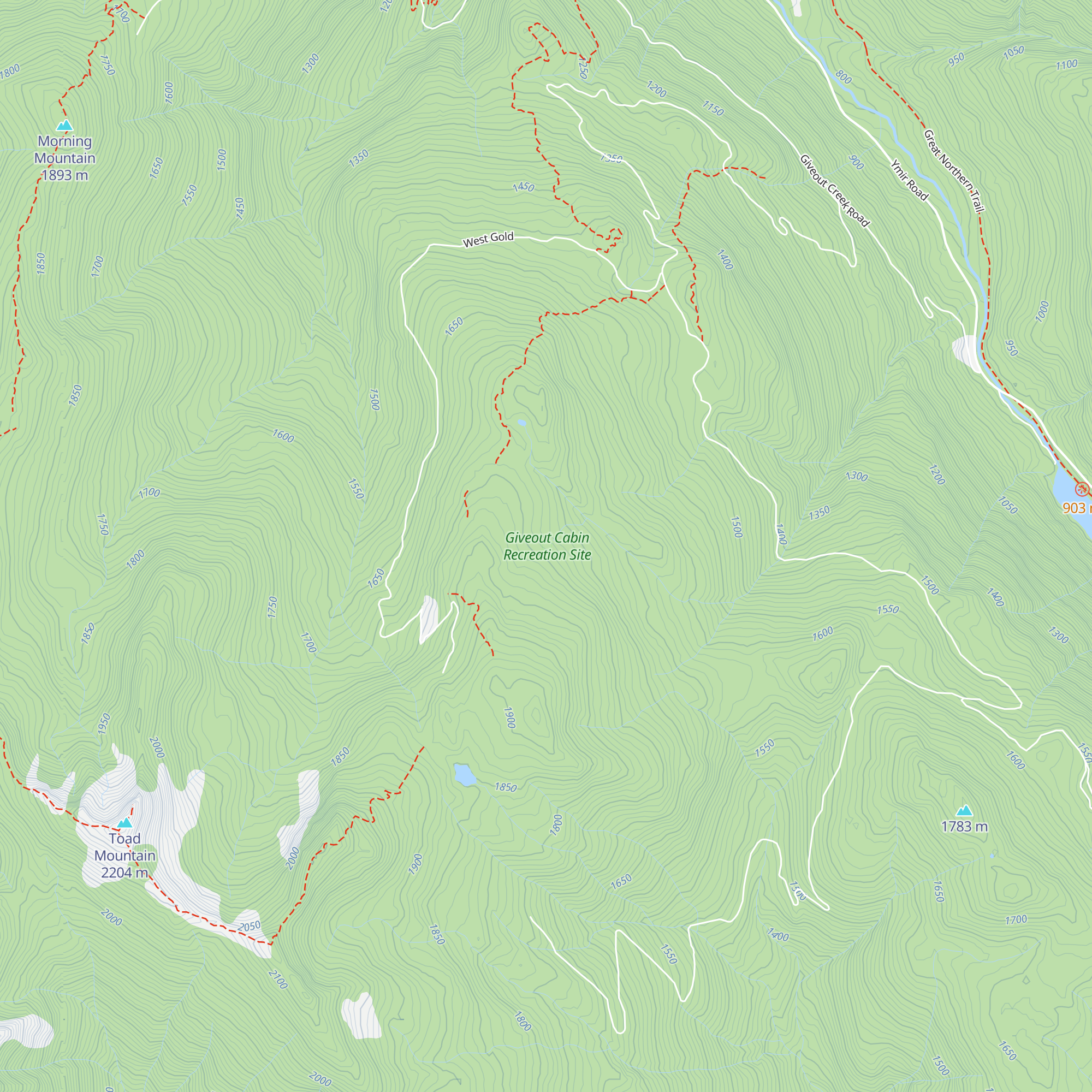 Giveout Cabin map