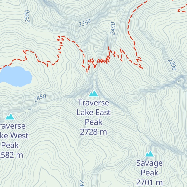 Map of Traverse Lake East Peak