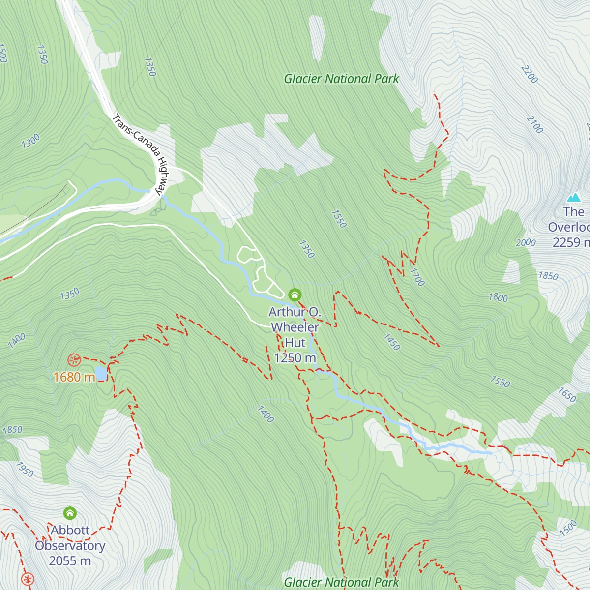 Arthur O. Wheeler Hut map
