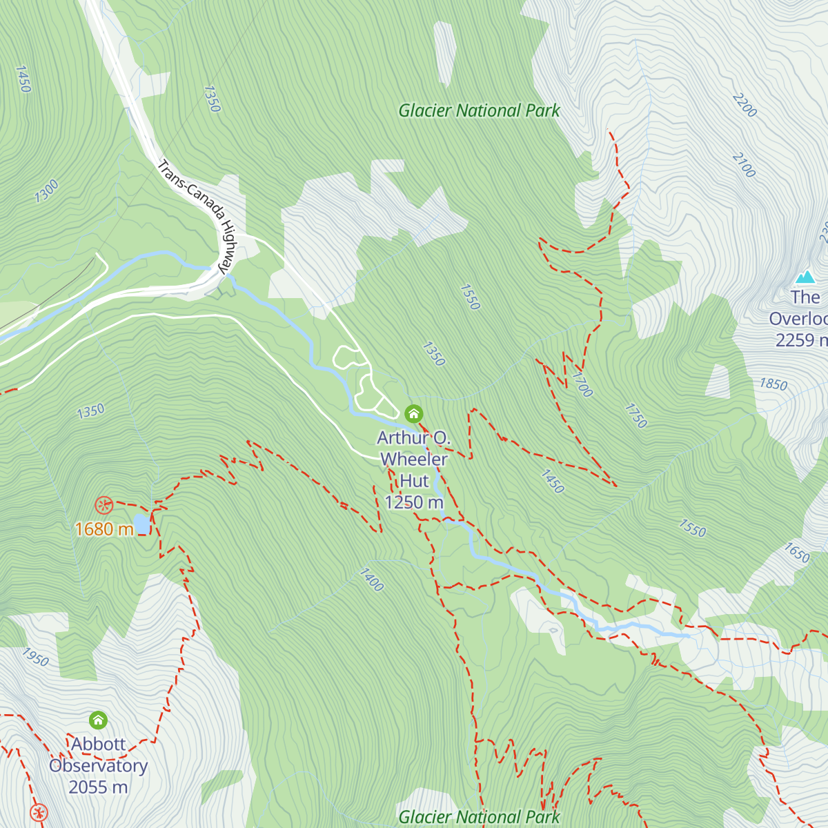 Arthur O. Wheeler Hut map