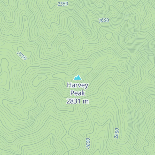 Map of Harvey Peak