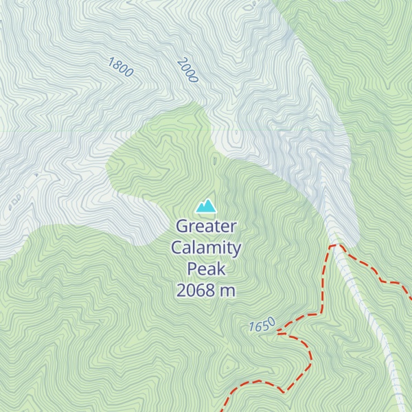 Map of Greater Calamity Peak