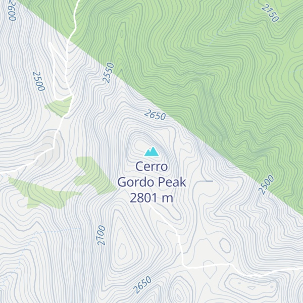 Map of Cerro Gordo Peak
