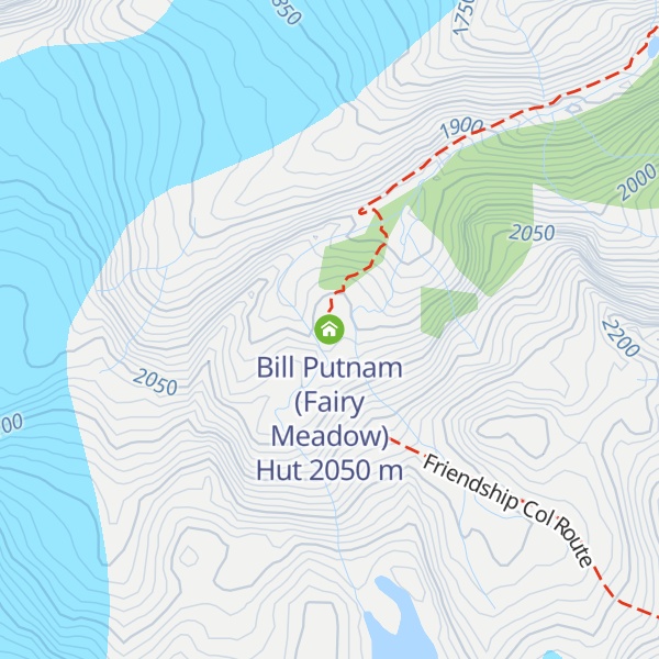 Map of Bill Putnam (Fairy Meadow) Hut