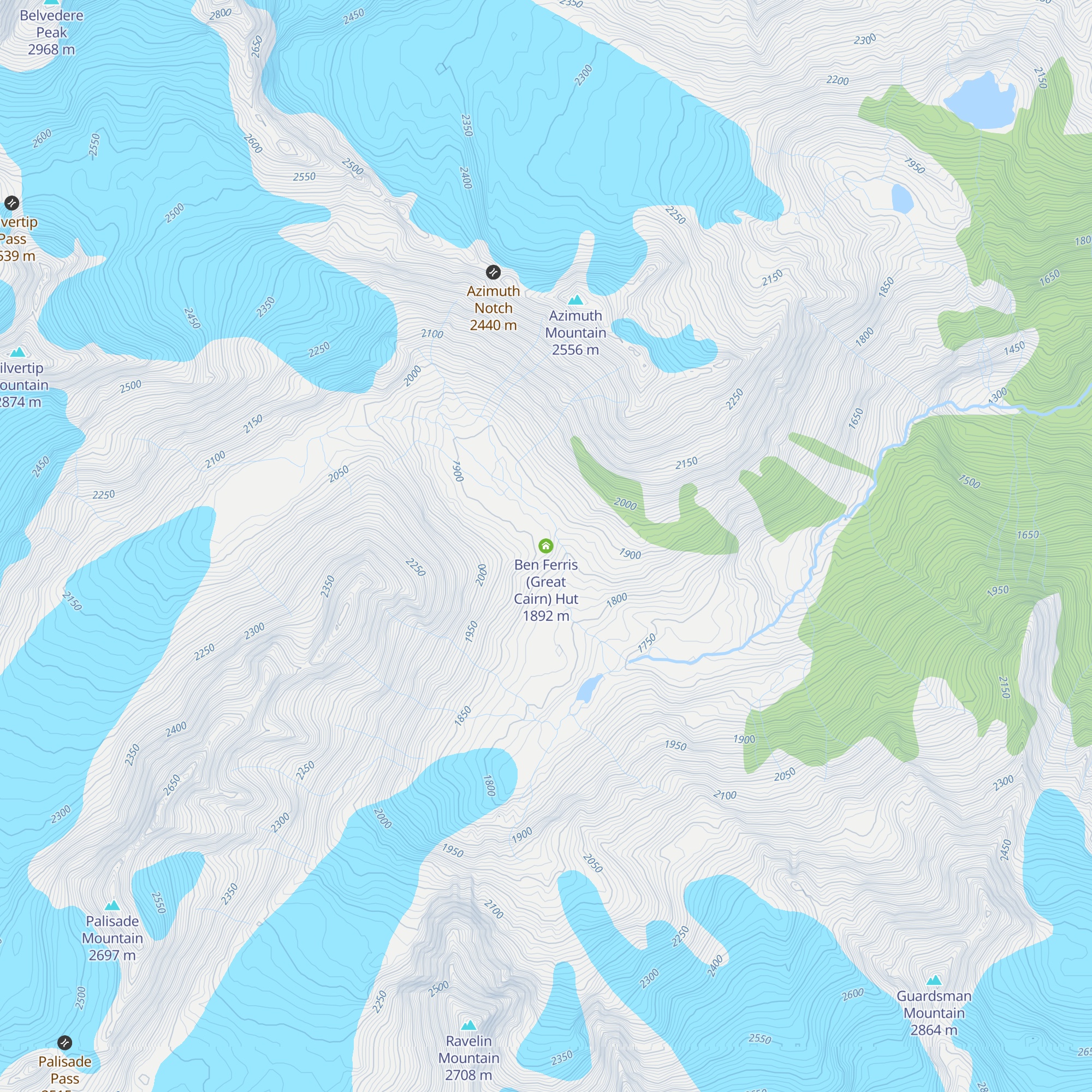 Ben Ferris (Great Cairn) Hut map